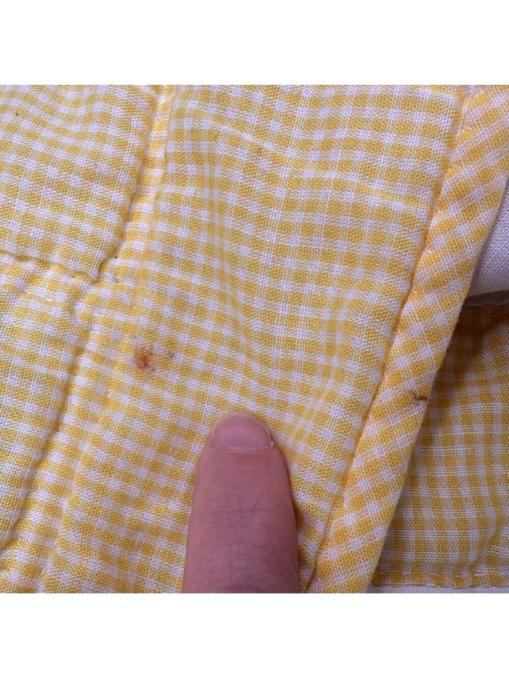 Vintage Baby Quilt Animal Appliques Yellow White Gingham 1992 Handmade Blanket - Picture 6 of 8